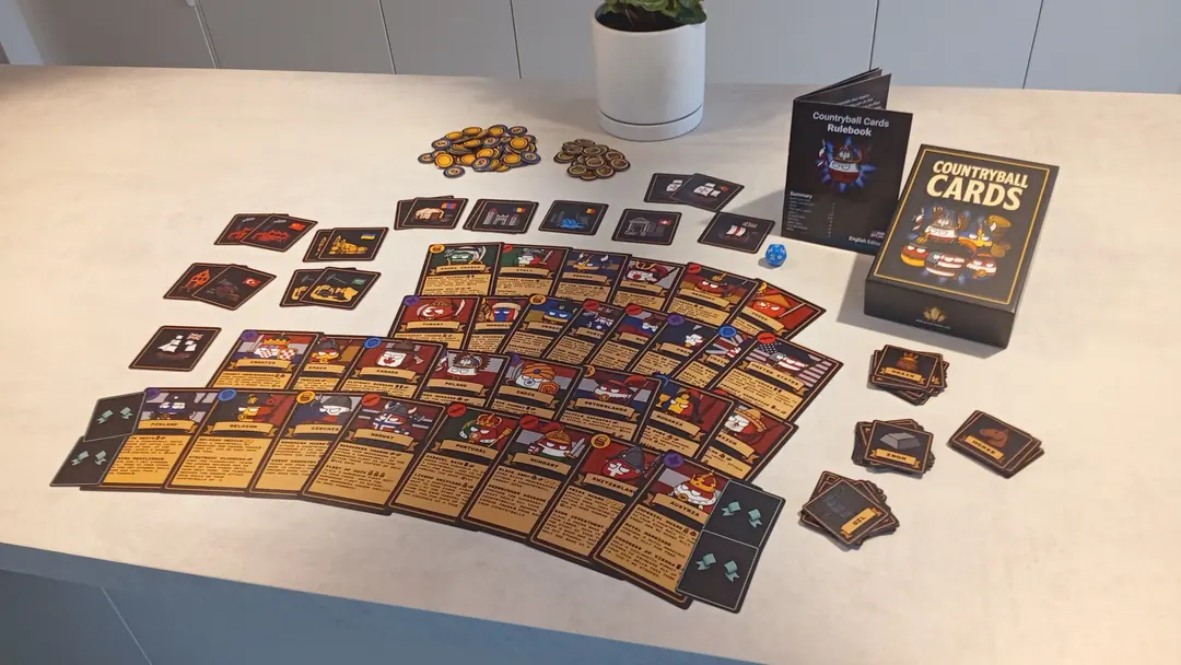Countryball Cards being played on a table
